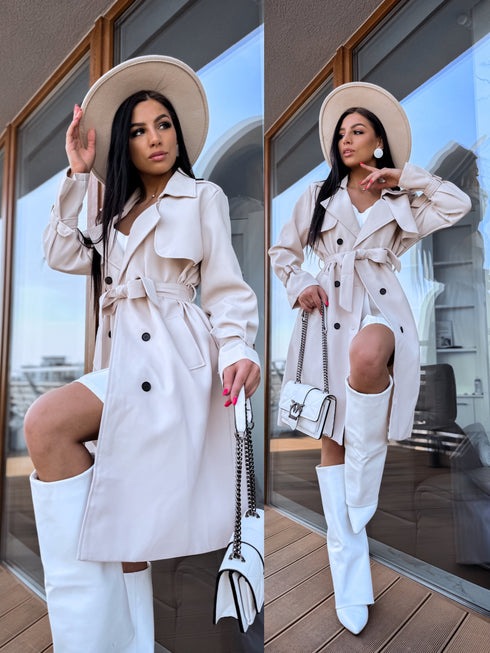 Extended trench coat "Spring season 6180" - beige